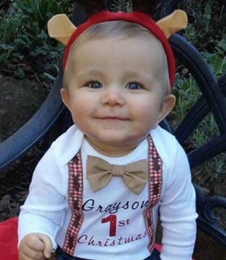 Baby Boy's First Christmas Outfit Baby Boy Reindeer Etsy