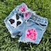 Peppa Pig Shorts Birthday Denim Distressed Rip From Peppa Pig Fabric Peppa Pig Shorts Birthday Denim Distressed Rip From Peppa Pig Fabric