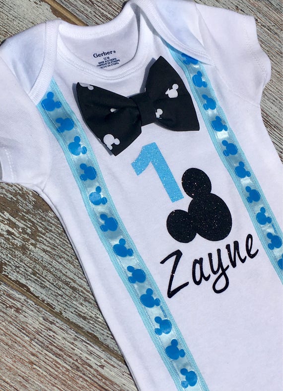 Mickey Mouse 1st Birthday Onesie With Bowtie Mickey Mouse Etsy