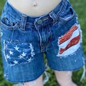4th of July shorts, distressed 4th of July shorts, American flag shorts distressed