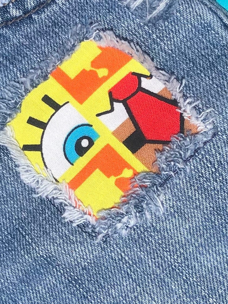 Sponge Bob Square Pants Birthday Jeans Ripped Distressed Etsy