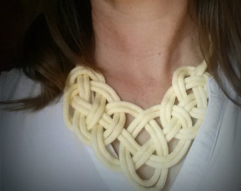 Sailor Knot Bib Necklace Yellow Collar Nautical Wedding Rope Necklace Gift For Mom Fiber Necklace Yellow Dress Summer Dresses for Women