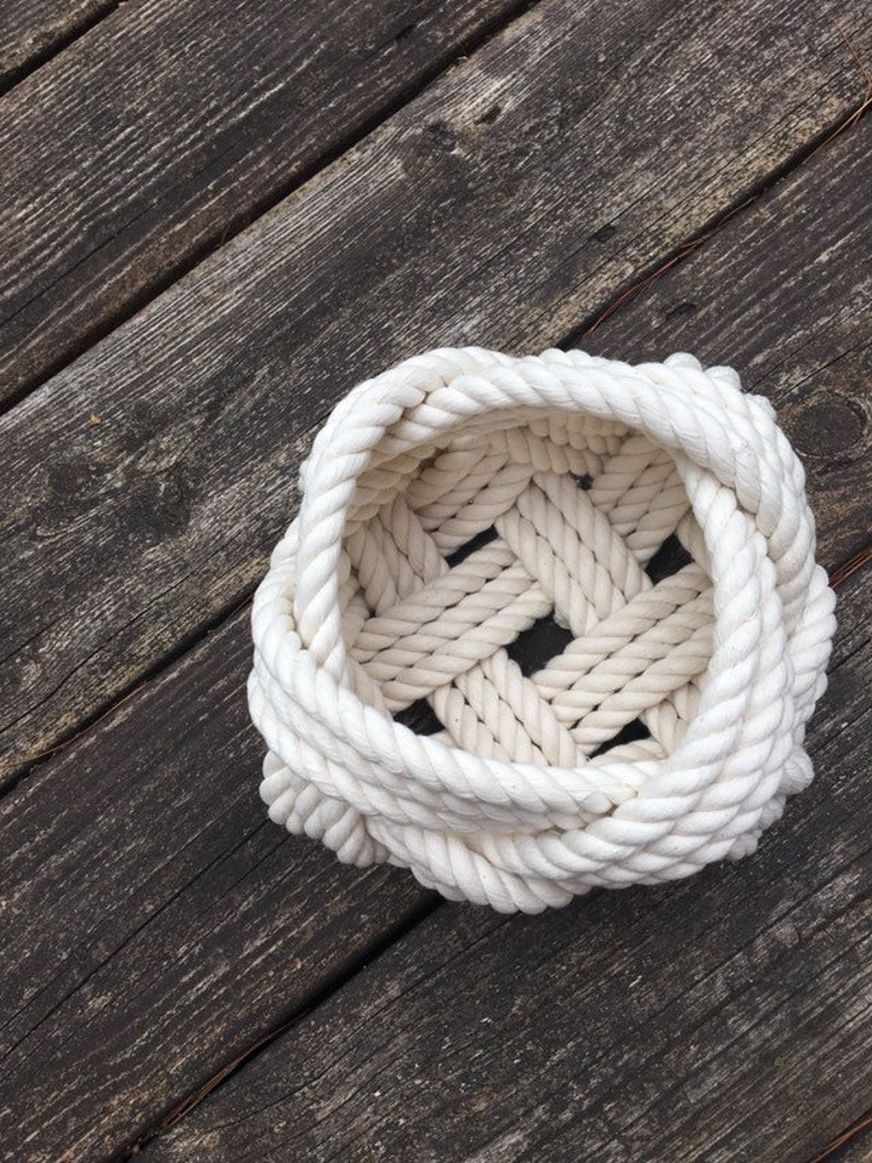 Rope Bowl White Sailor Knot Cotton Rope Basket Kitchen