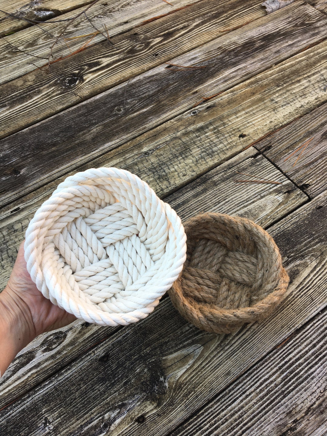 Rustic Rope Baskets Rope Bowl Natural Cotton or Jute Rope Basket White Decor Gift for Mom ...