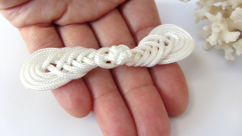 White Frog Closure Poncho Cape Clasp Cloak Clasp Sweater Clasp Coat Button Historical Costume Jacket Button Purse Hardware Sewing Notion Pin