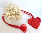 Red Heart Knot Bookmark Necklace Luggage Tag Paracord Valentines Gift for Her Friendship Gift for Girlfriend Goodbye Travel Book Lover Gift