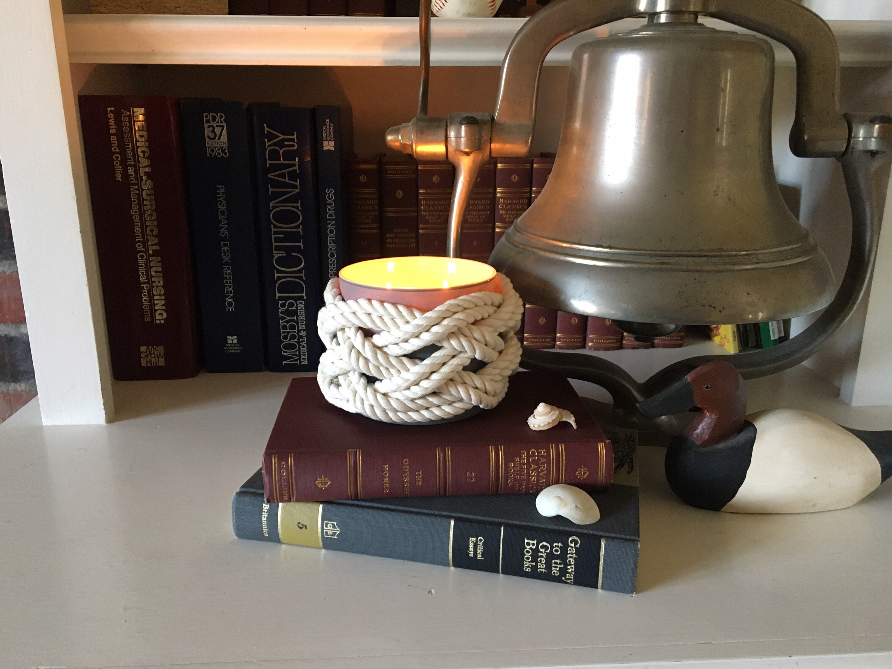 Jar Candle Jacket From Nautical White Cotton Rope Candle Etsy