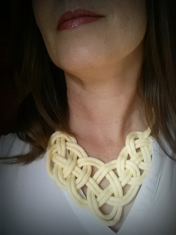 Sailor Knot Bib Necklace Yellow Collar Nautical Wedding Rope Necklace Gift For Mom Fiber Necklace Yellow Dress Summer Dresses for Women