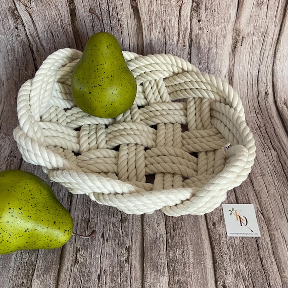 Rope Bowl Large White Cotton Rope Nautical Decor Kitchen Table Centerpiece White Decor Nautical Rope Decor Beach Wedding Gift Mothers Day Etsy