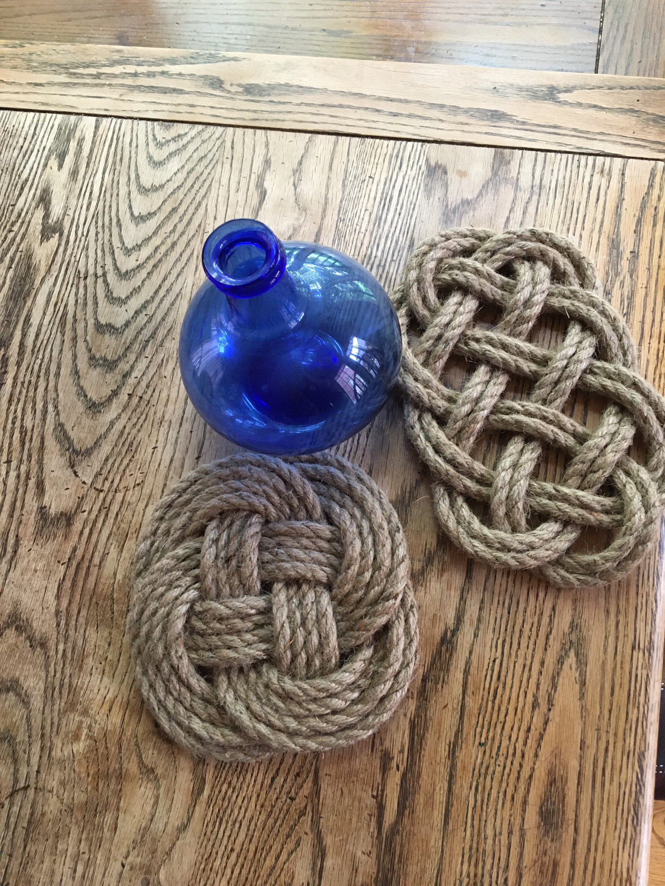 Nautical Hot Pad Trivet Jute Rope Kitchen Decor Deck Patio Etsy