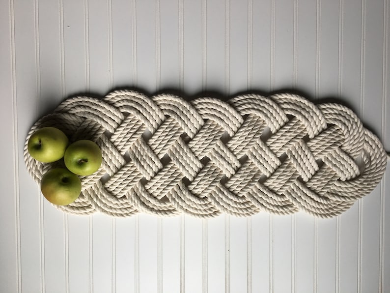 Rope Table Runner of Natural White Cotton Rope for Nautical, Boat and ...