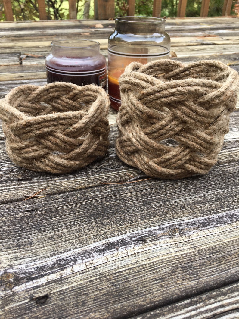 Jar Candle Holder Jute Jar Jacket Sleeve for Four Inch Jar Etsy