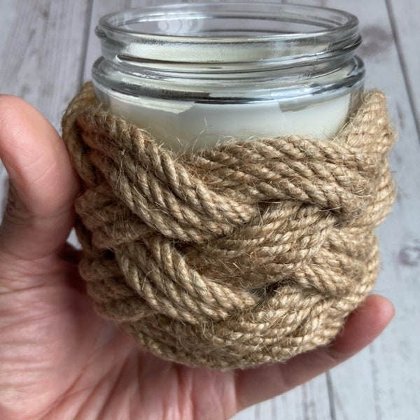 Jar Candle Sleeve Cozie for 7oz single wick candle in Jute rope