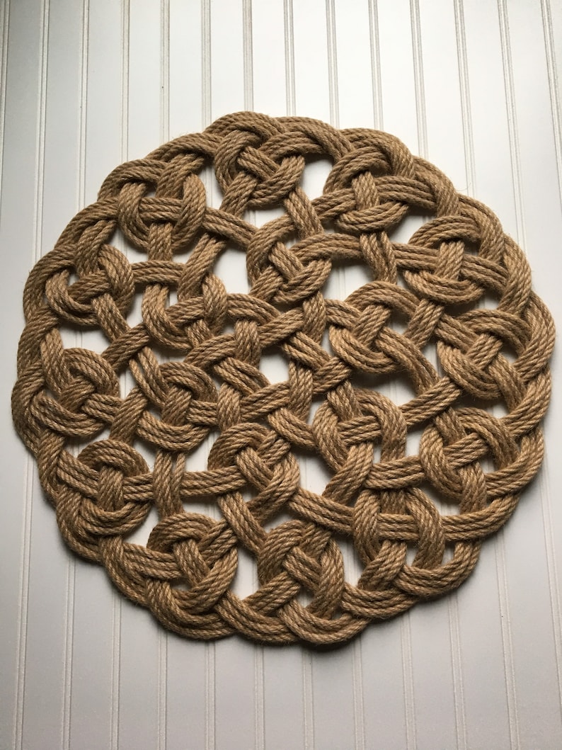 Large Mat 24 Inches Round in Jute Rope for Farmhouse, Rustic, Nautical ...