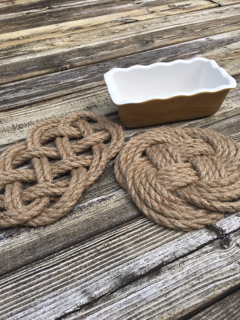 Nautical Hot Pad Trivet Jute Rope Kitchen Decor Deck Patio Etsy