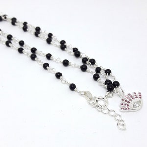 Matte black onyx choker with 925 silver eye pendant