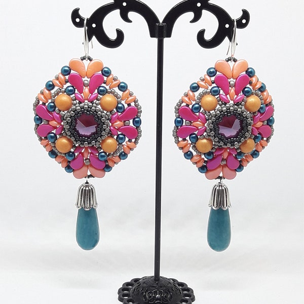 Orecchini Cerchio Grandi In Acrilico – Vintage, Colorati, Leggeri – Altezza 7 Cm, Diametro Cerchio 5 Cm