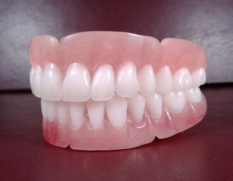 Dentures set of false teeth BLEACH shade medium Etsy