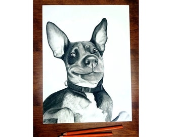 Hand Drawn Custom Pet Portrait Charcoal on High Quality Heavy Paper