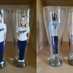 Hand Painted Portrait Painting from Photo on Wine Glass Beer Glass or Coffee Mug Unique Gift for Wedding Engagement Birthday Graduation Pilsner Glass