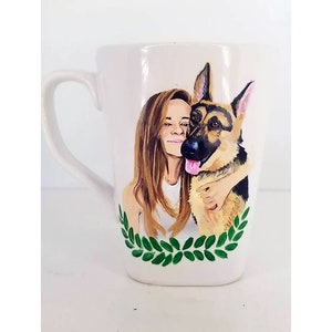 Hand Painted Portrait Painting from Photo on Wine Glass Beer Glass or Coffee Mug Unique Gift for Wedding Engagement Birthday Graduation White Coffee Mug