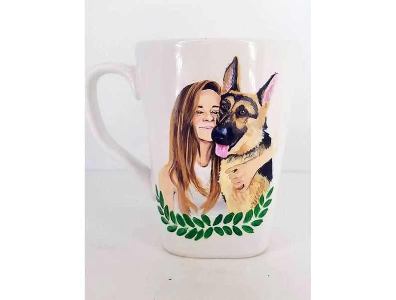 Hand Painted Portrait Painting from Photo on Wine Glass Beer Glass or Coffee Mug Unique Gift for Wedding Engagement Birthday Graduation White Coffee Mug