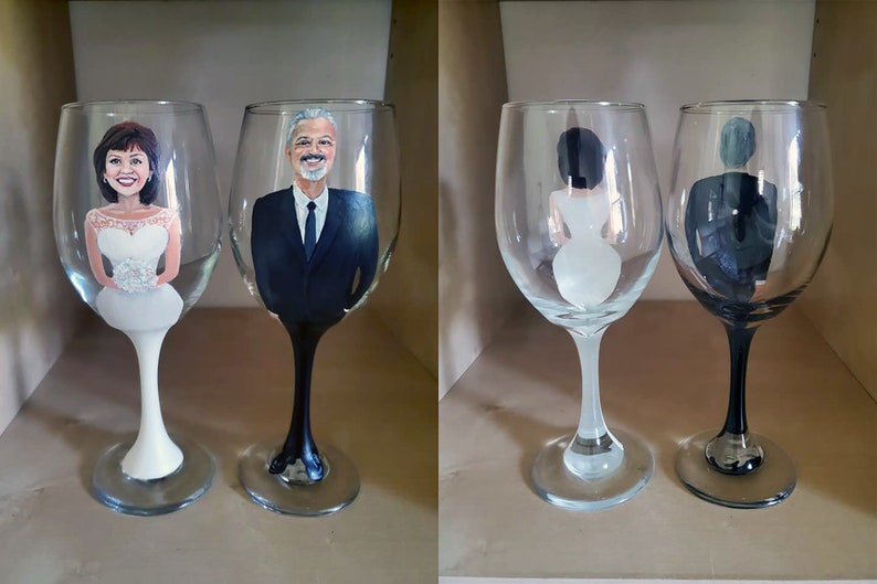 Hand Painted Portrait Painting from Photo on Wine Glass Beer Glass or Coffee Mug Unique Gift for Wedding Engagement Birthday Graduation image 2
