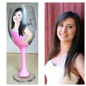 Hand Painted Portrait Painting from Photo on Wine Glass Beer Glass or Coffee Mug Unique Gift for Wedding Engagement Birthday Graduation Wine Glass