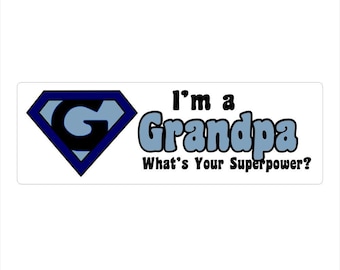 Super Hero Grandpa Vinyl Bumper Sticker (3x9")