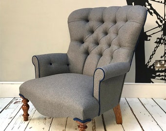 Simone Grey Wool Armchair Etsy UK