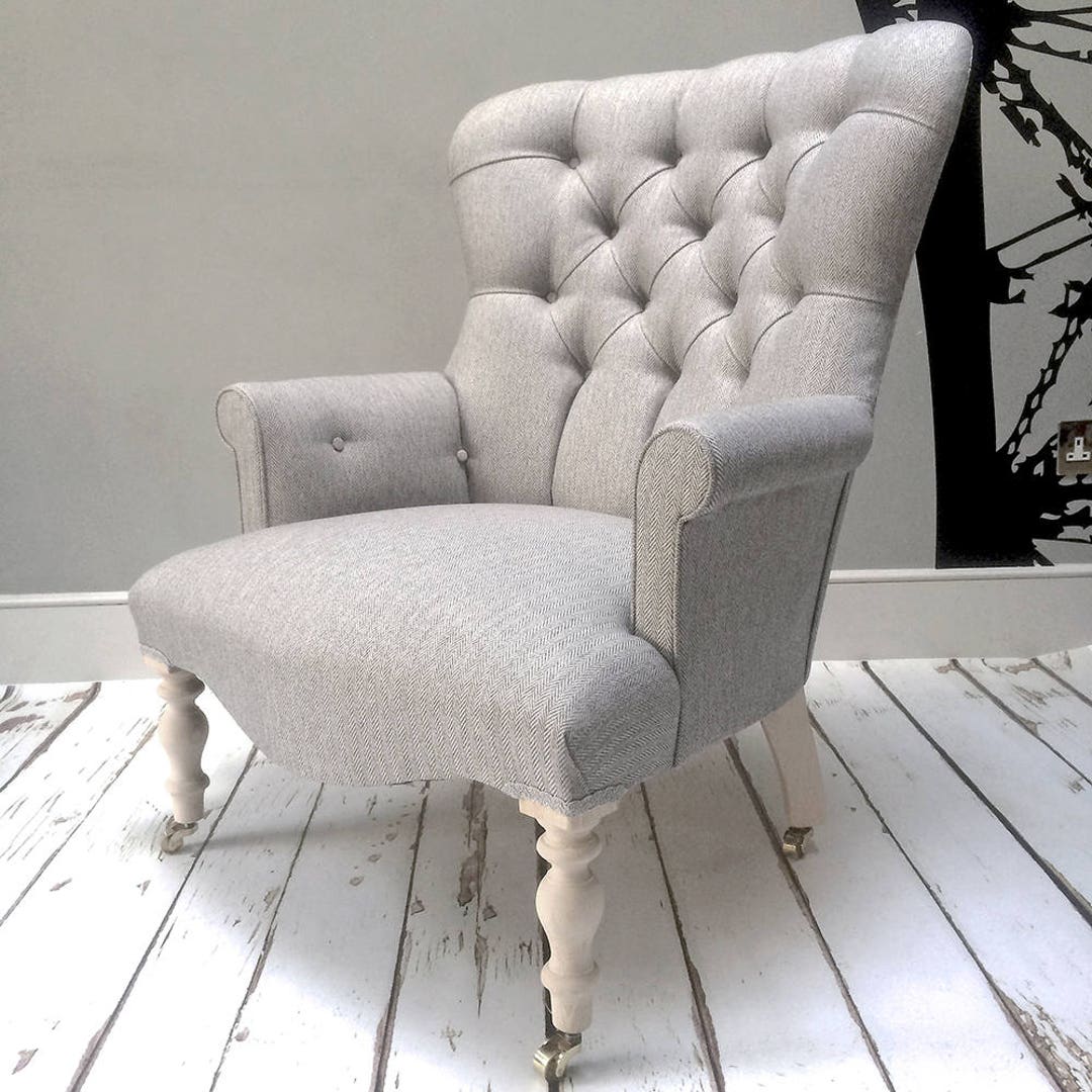Poirot Grey Herringbone Armchair Etsy UK