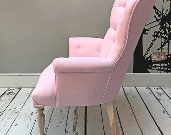 Rose Pale Pink Cotton Linen Armchair Etsy