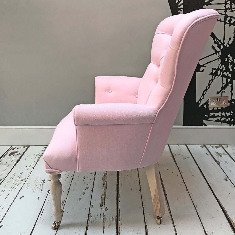 Rose Pale Pink Cotton Linen Armchair Etsy