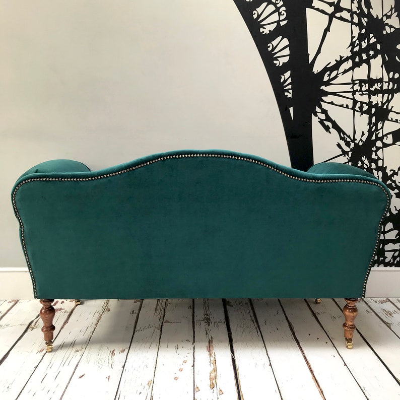 Emerald Green Velvet Chaise Style Sofa Made To Order | Etsy