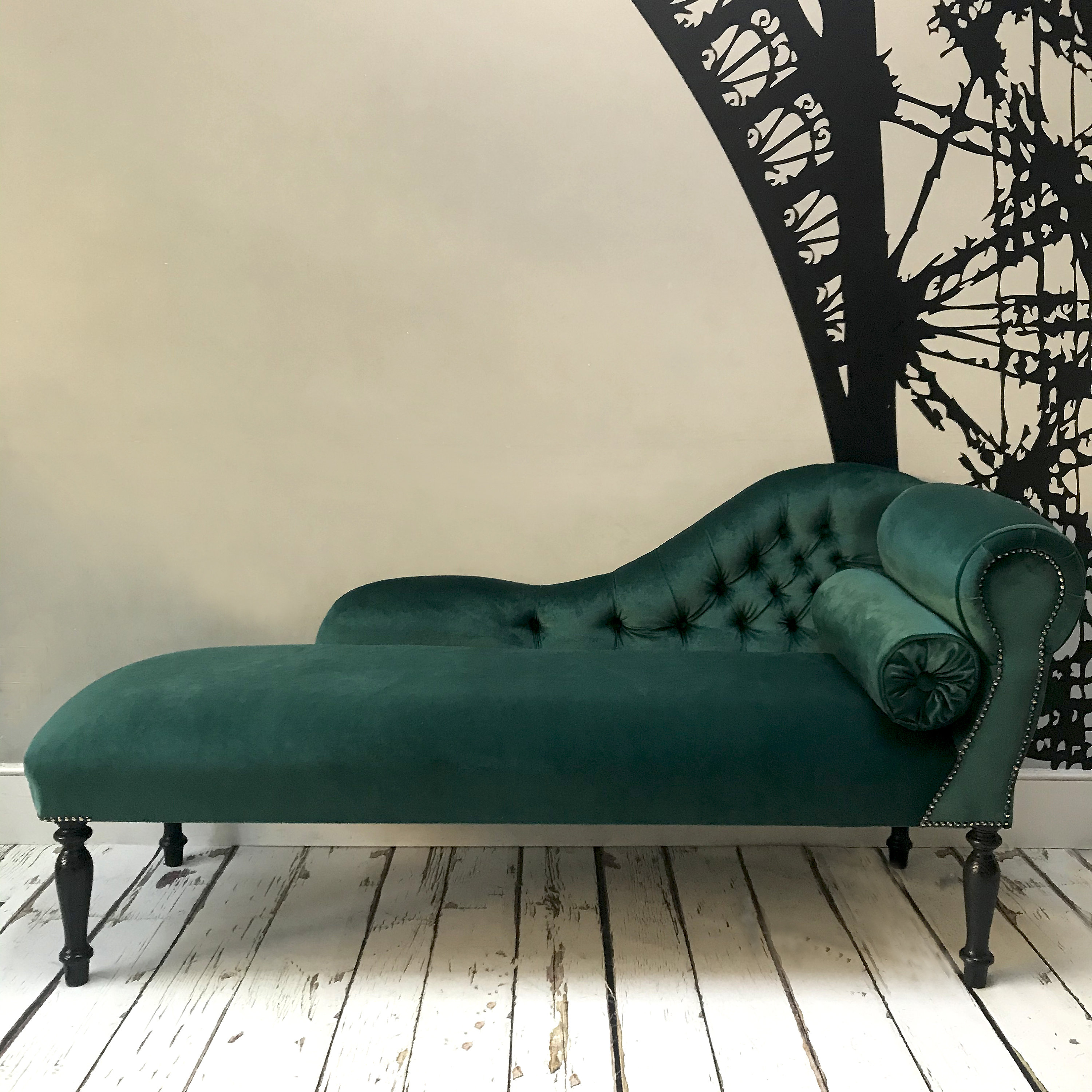 Large Emerald Green Velvet Chaise Longue Etsy UK