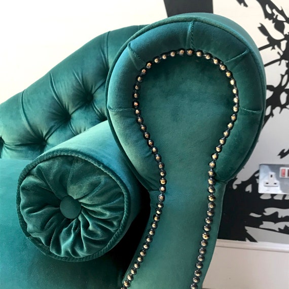 Large Emerald Green Velvet Chaise Longue Etsy Canada