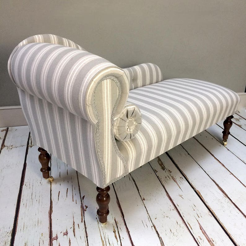 Tara Grey Striped Chaise Lounge Etsy UK