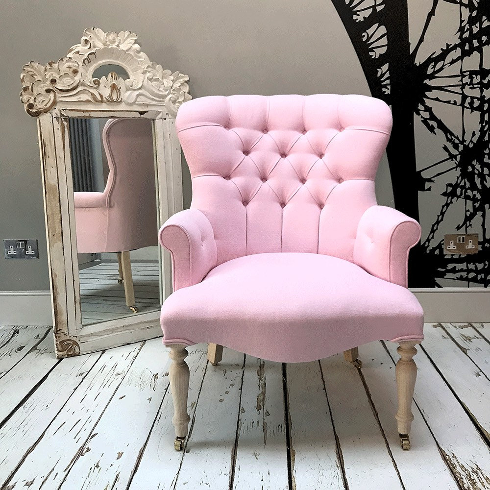 Rose Pale Pink Cotton Linen Armchair - Etsy