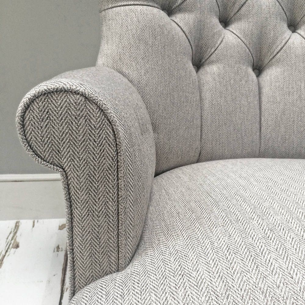 Poirot Grey Herringbone Armchair Etsy UK