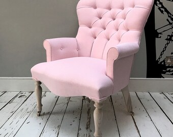 Rose Pale Pink Cotton Linen Armchair Etsy