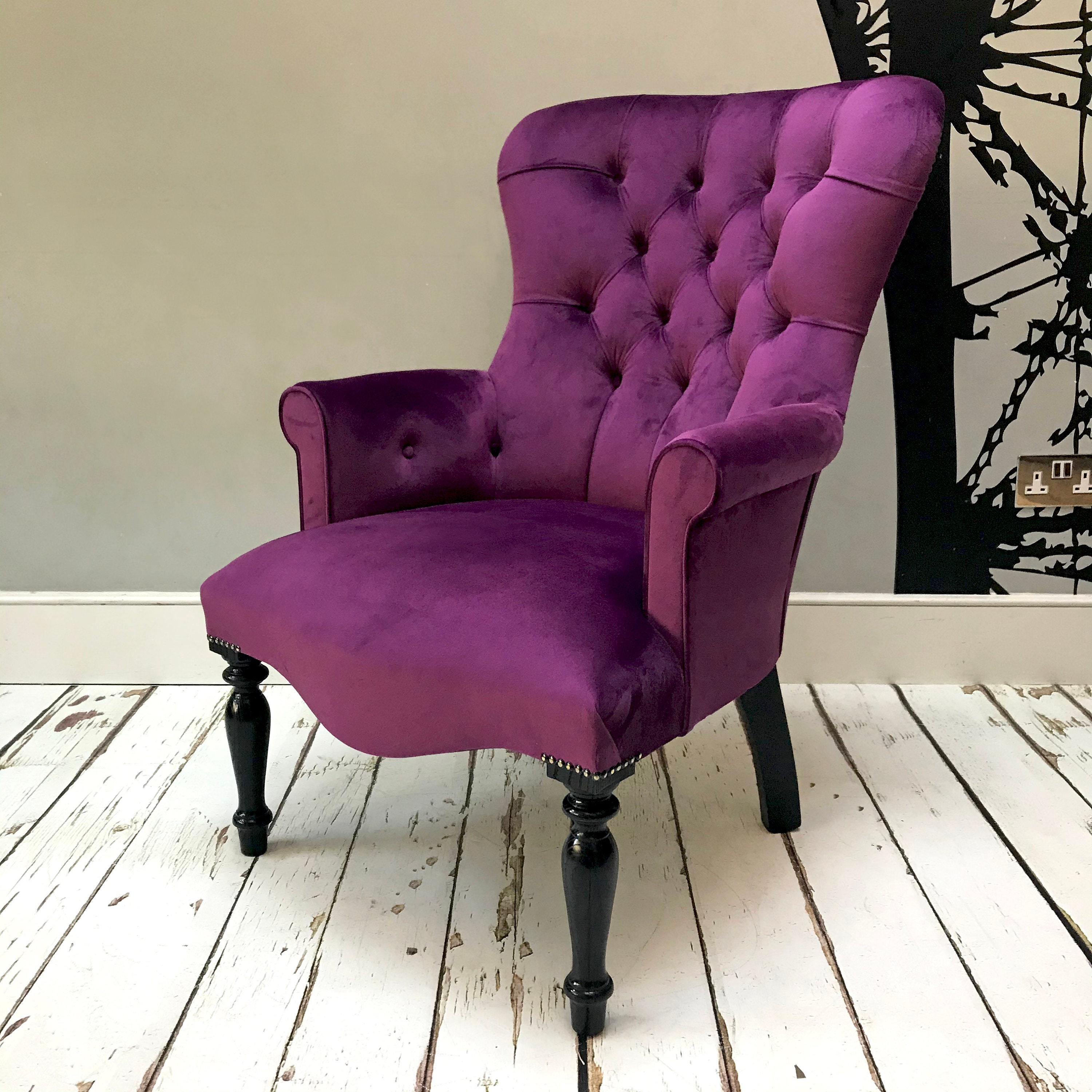 Elizabeth Purple Velvet Armchair - Etsy UK