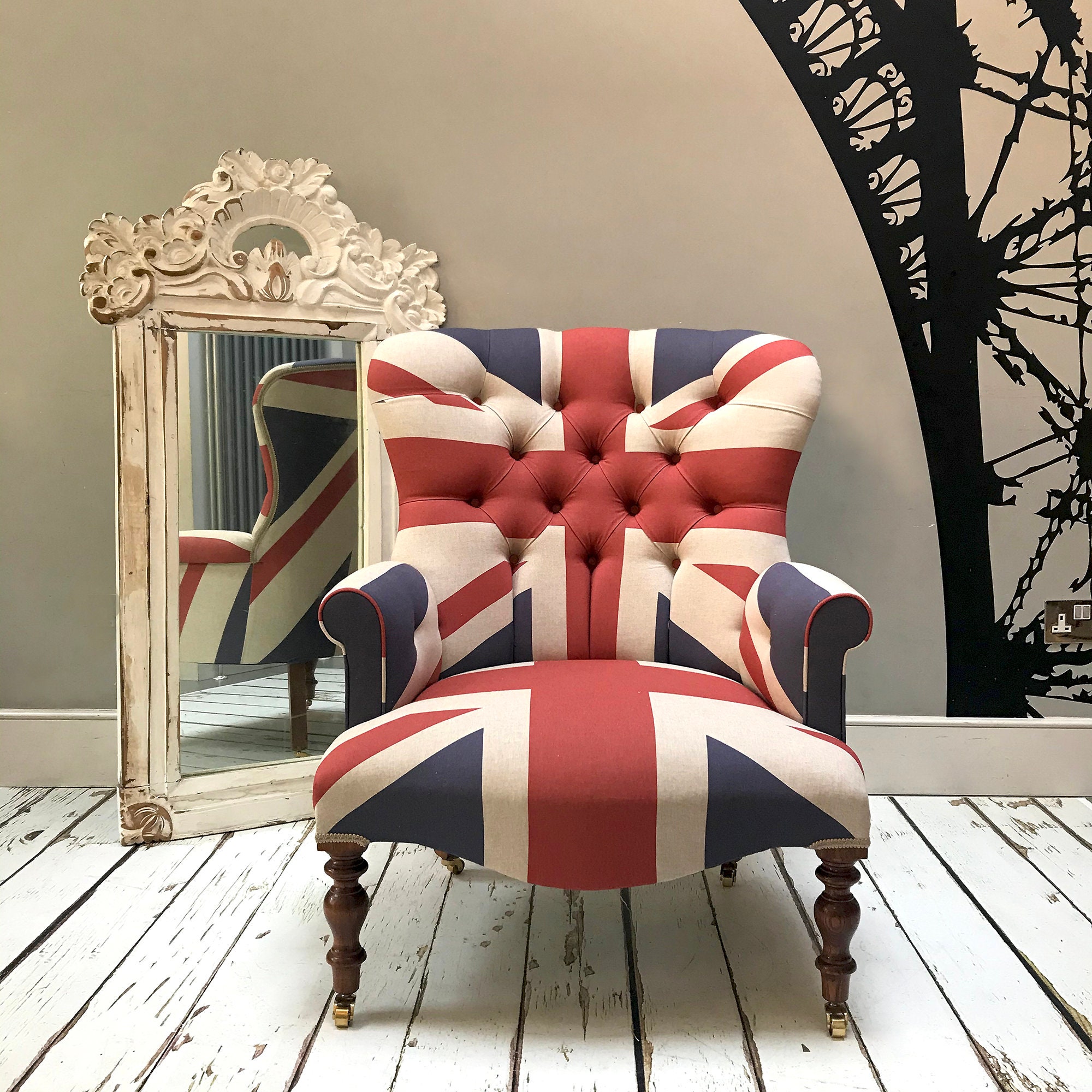Nelson Union Jack Linen Armchair Etsy