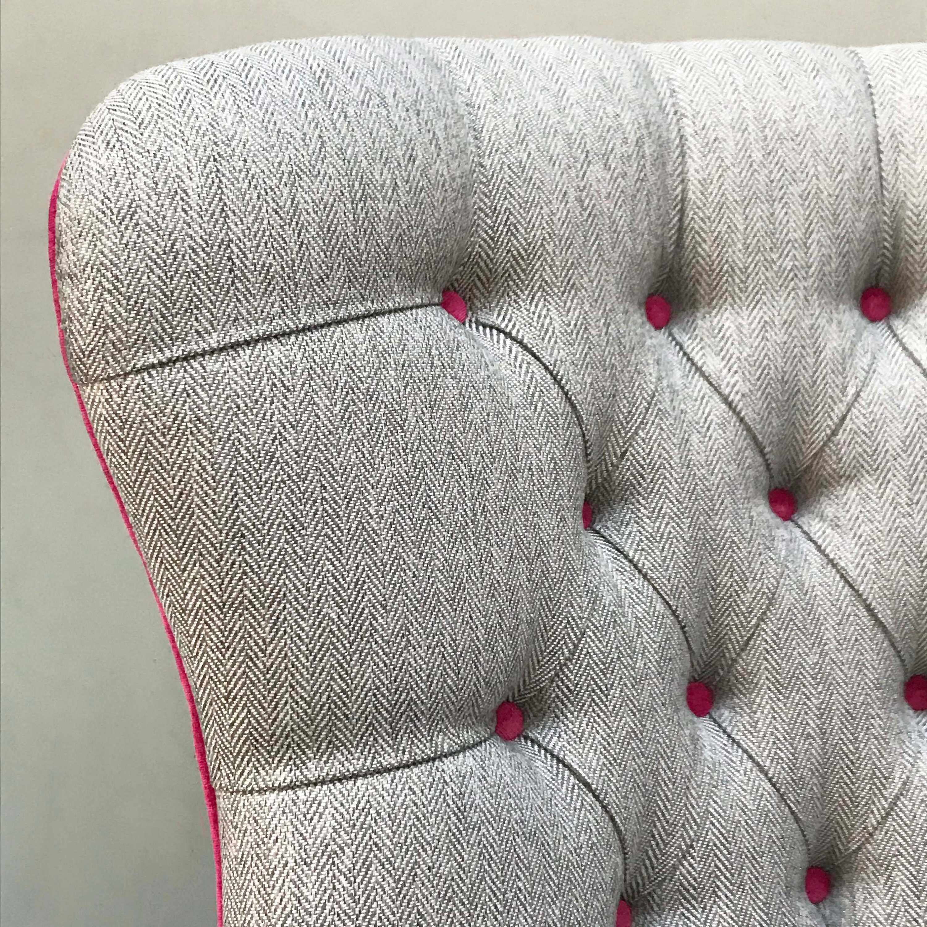 Poirot Deluxe Grey Pink Armchair Etsy UK