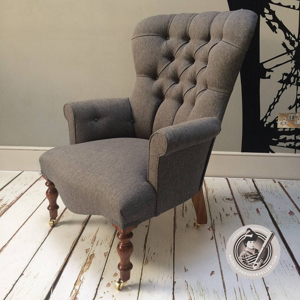 Sherlock Brown Grey Herringbone Chair Etsy