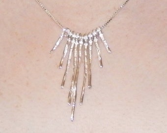 Silver Bib Necklace, Silver Fringe Necklace, Bib Necklace, Silver Statement Necklace, Bib Necklace Statement, Sterling Bib Necklace