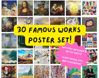 Famous Works Poster Set (30) Art History Design - Art Teacher Resource!