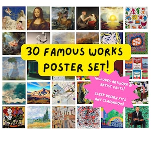 Conjunto de carteles de obras famosas (30) Diseño de historia del arte: ¡recurso para profesores de arte!