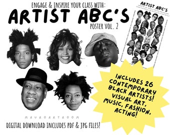 Artist ABC's Vol. 2 Poster Contemporary Black Artists - Black History Month