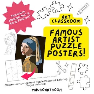 Famous Artist Puzzle Posters - Classroom Management Coloring Pages for Early Finishers MauroArtRoom