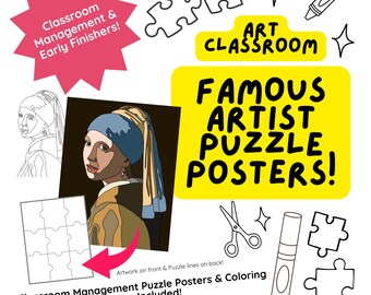 Poster di puzzle di artisti famosi - Pagine da colorare per la gestione della classe per i primi a finire MauroArtRoom